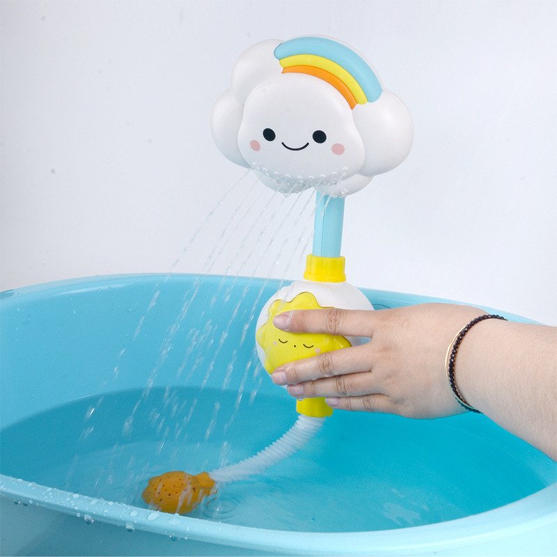 1621666015243.jpg Baby Bath Toys, Children'S Water Bath Toys, Boys And Girls, Infants And Young Children, Manual Rainbow Cloud Spray Shower - Image 1