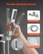 Shower Faucet Set, Rainfall Bathroom Shower System With 12-Inch Square Rain Shower Head And Handheld Spray, Wall Mounted Bath Fixtures With Brass Valve And Trim Kit, Brushed Nickel - Image 5