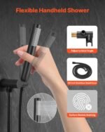 Shower Faucet Set, Rainfall Bathroom Shower System With 10-Inch Round Rain Shower Head And Handheld Spray, Wall Mounted Bath Fixtures With Brass Valve And Trim Kit, Matte Black - Image 4