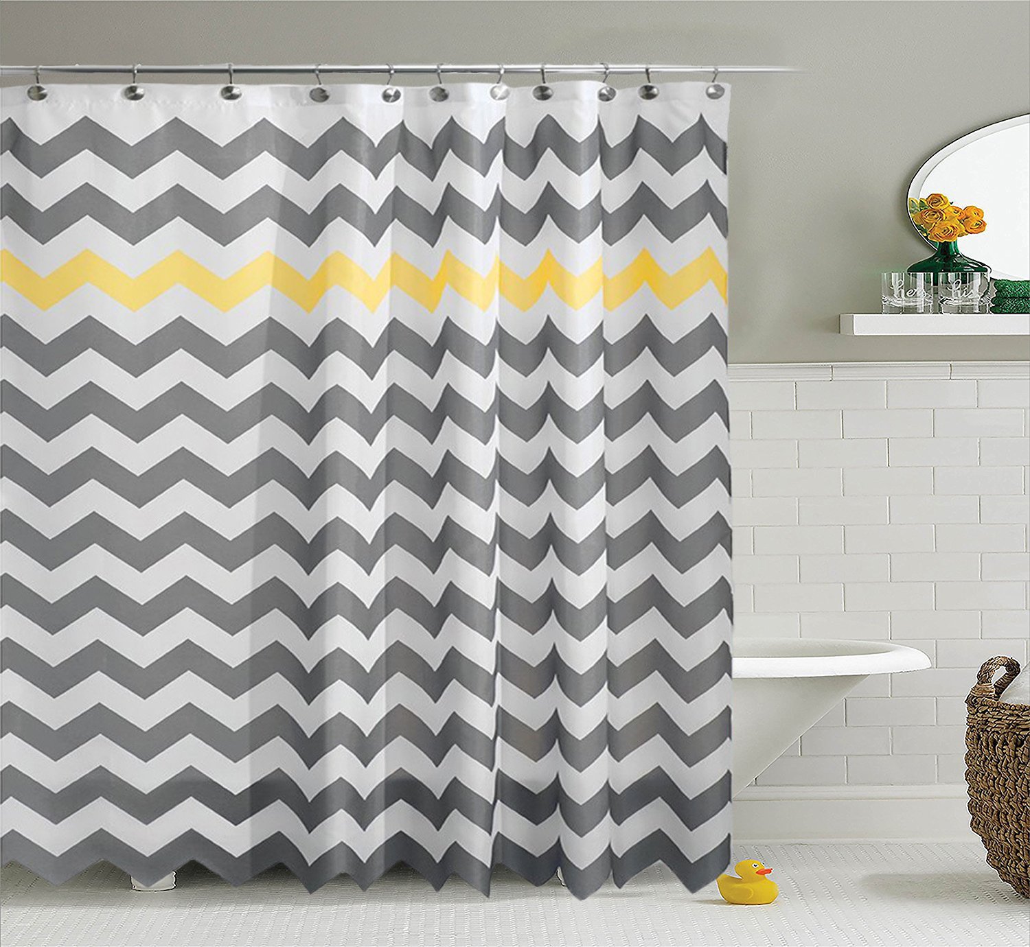 4530045969_1076643226.jpg Shower curtain manufacturers wholesale European and American hot selling simple wave striped bathroom waterproof curtain high quality foreign trade bath curtain - Image 1
