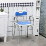 EVA Padded Shower Chair with Arms and Back, Bath Seat with Adjustable Height, Anti-slip Shower Bench for Seniors and Disabled, Tool-Free Assembly, 299lbs - Image 4
