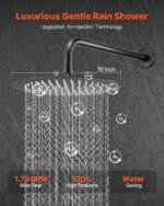 Shower Faucet Set, Rainfall Bathroom Shower System With 10-Inch Round Rain Shower Head And Handheld Spray, Wall Mounted Bath Fixtures With Brass Valve And Trim Kit, Matte Black - Image 3