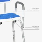 EVA Padded Shower Chair with Arms and Back, Bath Seat with Adjustable Height, Anti-slip Shower Bench for Seniors and Disabled, Tool-Free Assembly, 299lbs - Image 6