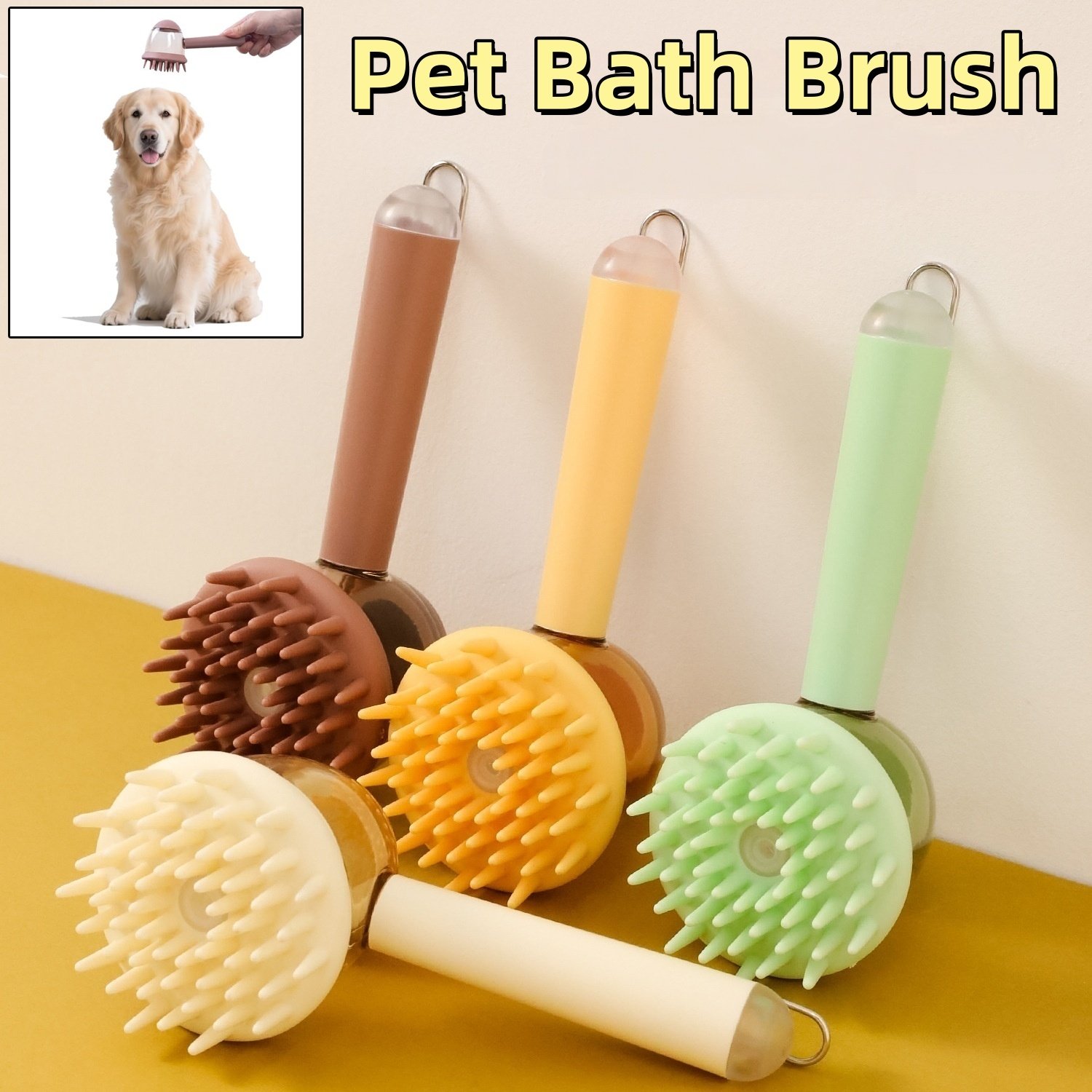 86026a30-38e5-454e-800e-0702dd9f045c.jpg 3 In 1 Pets Bath Brush For Dogs And Cats Shower Massage Brush, Depilation Comb And Foaming Tool, Anti-frizz Beauty Brush Pet Products - Image 1