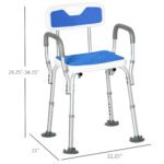 EVA Padded Shower Chair with Arms and Back, Bath Seat with Adjustable Height, Anti-slip Shower Bench for Seniors and Disabled, Tool-Free Assembly, 299lbs - Image 5