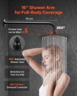 Shower Faucet Set, Rainfall Bathroom Shower System With 10-Inch Round Rain Shower Head And Handheld Spray, Wall Mounted Bath Fixtures With Brass Valve And Trim Kit, Matte Black - Image 5
