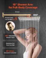 Shower Faucet Set, Rainfall Bathroom Shower System With 12-Inch Square Rain Shower Head And Handheld Spray, Wall Mounted Bath Fixtures With Brass Valve And Trim Kit, Brushed Gold - Image 2