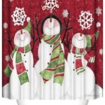 Christmas Shower Curtain Suit With Non-slip Carpet Toilet Lid And Bath Mat Snowman Shower Curtain Snowflake Decorative Cover Punch-free - Image 7