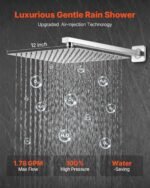 Shower Faucet Set, Rainfall Bathroom Shower System With 12-Inch Square Rain Shower Head And Handheld Spray, Wall Mounted Bath Fixtures With Brass Valve And Trim Kit, Brushed Nickel - Image 3