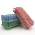 Hook Type Silicone Shampoo And Bath Brush Baby Massage Tactile Brush Silicone Bath And Shower Brush - Image 4