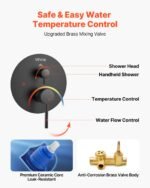 Shower Faucet Set, Rainfall Bathroom Shower System With 10-Inch Round Rain Shower Head And Handheld Spray, Wall Mounted Bath Fixtures With Brass Valve And Trim Kit, Matte Black - Image 2