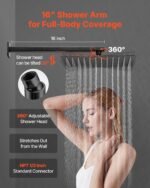 Shower Faucet Set, Rainfall Bathroom Shower System With 12-Inch Square Rain Shower Head And Handheld Spray, Wall Mounted Bath Fixtures With Brass Valve And Trim Kit, Matte Black - Image 5