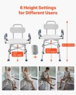Swivel Shower Chair With Arms And Back, 500 Lbs Heavy Duty Bench Seat For Inside Shower Stall And Bathtub, Height Adjustable Bathroom Bath Tub Seat For Adults, Seniors, Elderly And Disabled - Image 5