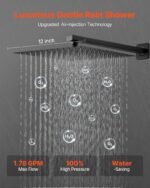 Shower Faucet Set, Rainfall Bathroom Shower System With 12-Inch Square Rain Shower Head And Handheld Spray, Wall Mounted Bath Fixtures With Brass Valve And Trim Kit, Matte Black - Image 3
